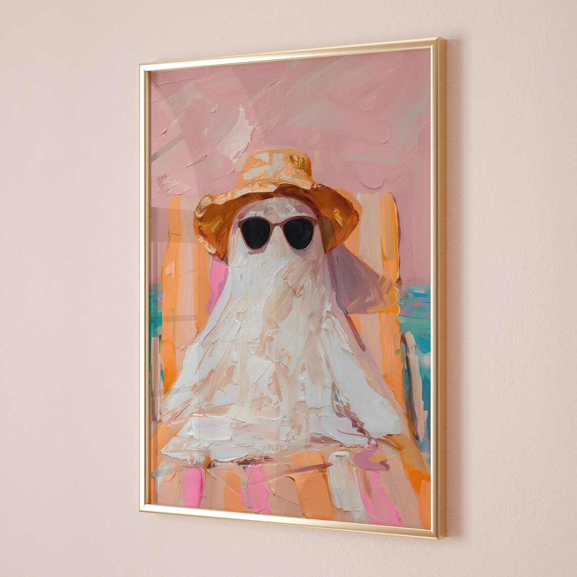 Cute Ghost With Sunglasses Halloween Poster, Coastal Preppy - Image 4
