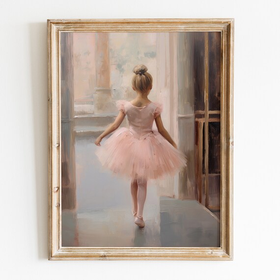 Vintage Ballet Nursery Art Print, Preppy Ballerina Decor
