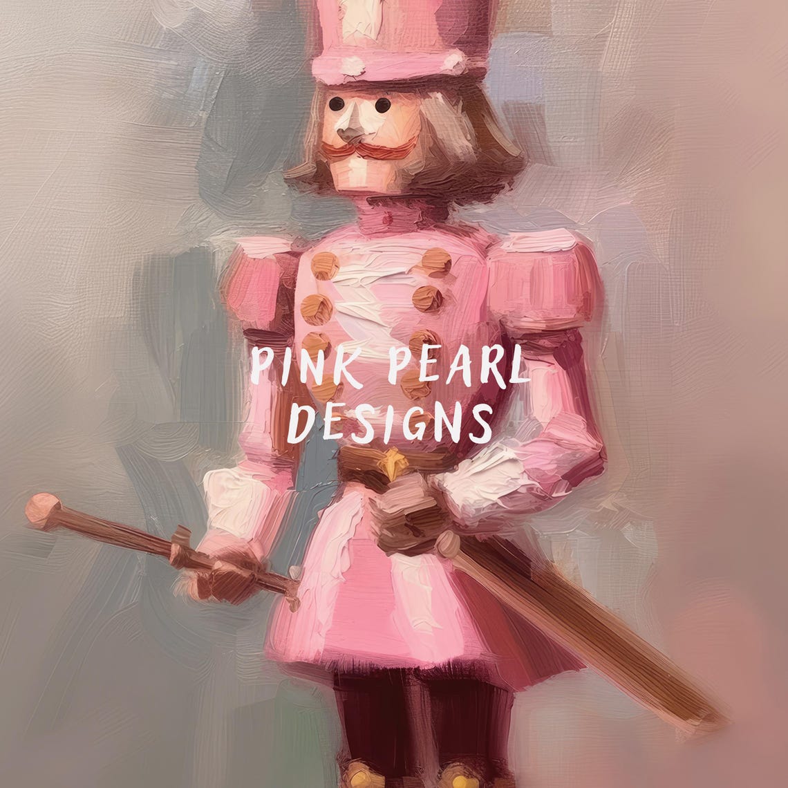 Pink Nutcracker Soldier Toy Portrait Christmas Wall Art Poster - Image 2