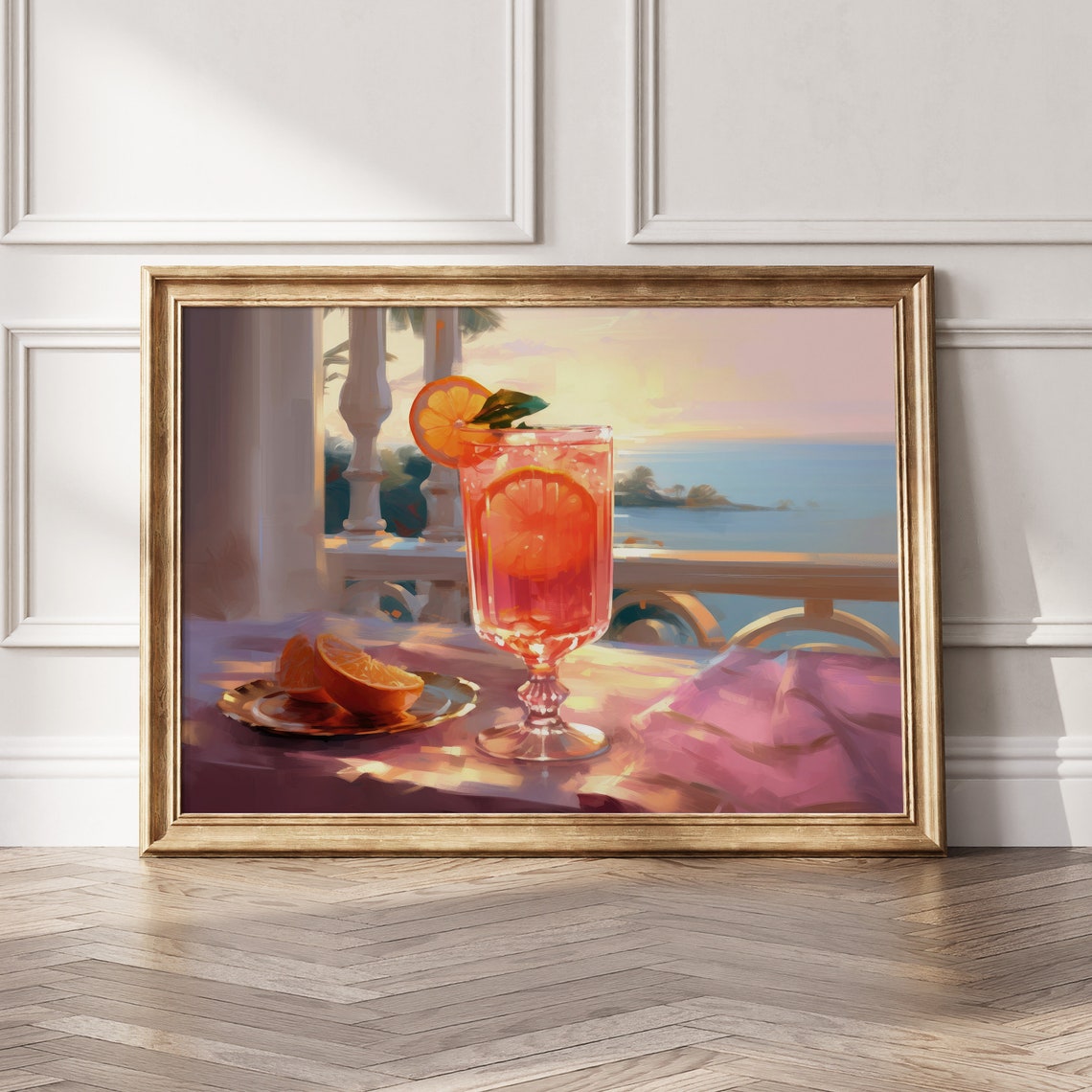 Aperol Spritz Cocktail Sunset Terrace Bar Cart Wall Art Print - Image 7