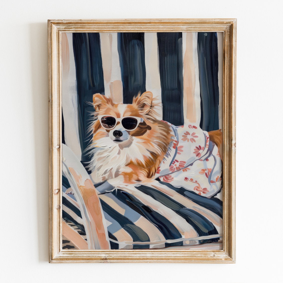 Cool Chihuahua Sunglasses Beach Chair Funny Dog Wall Art Print