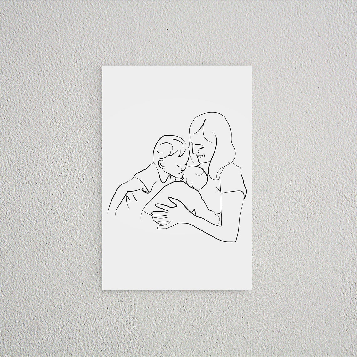 Big Brother And Little Baby Sibling Line Art - Image 2