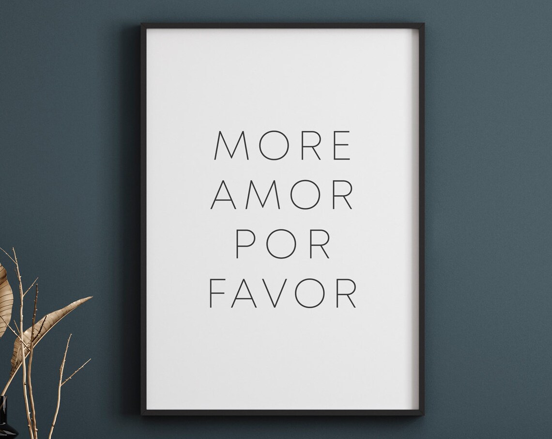 More Amor Por Favor Spanish Typography Minimalist Love Poster