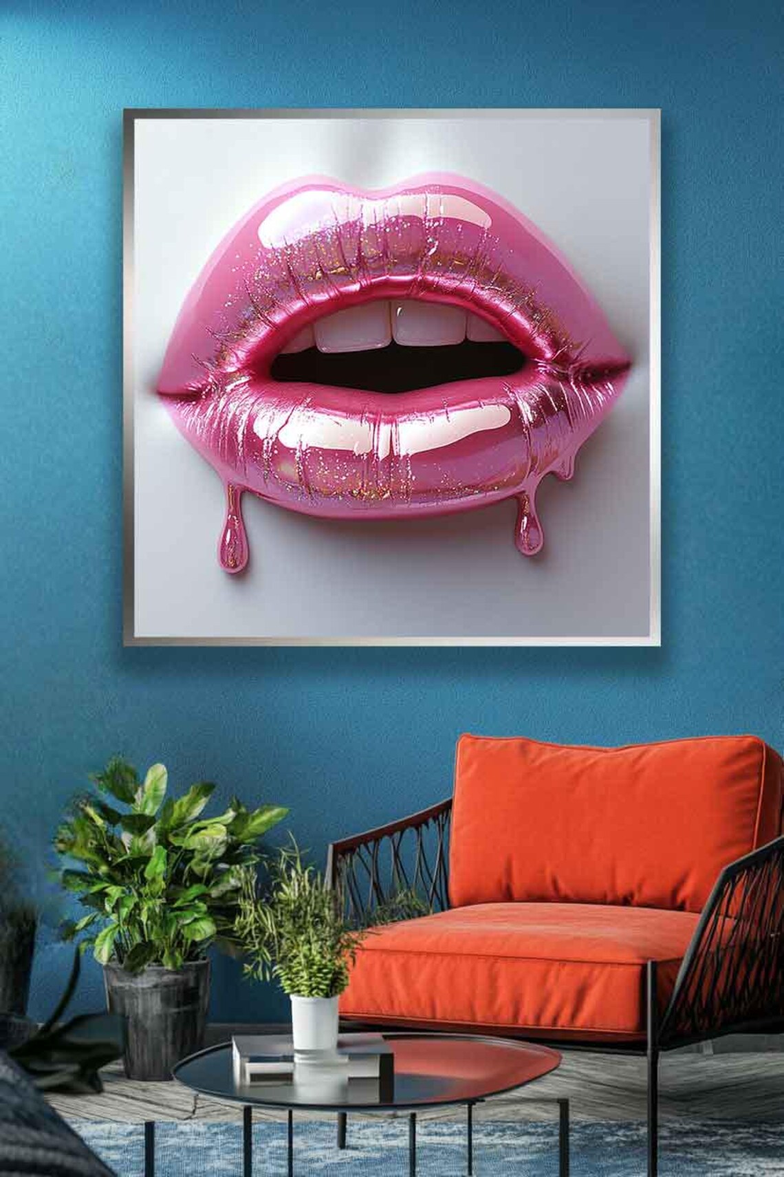 Pink Lipstick Woman Portrait, Modern Art Print - Image 4