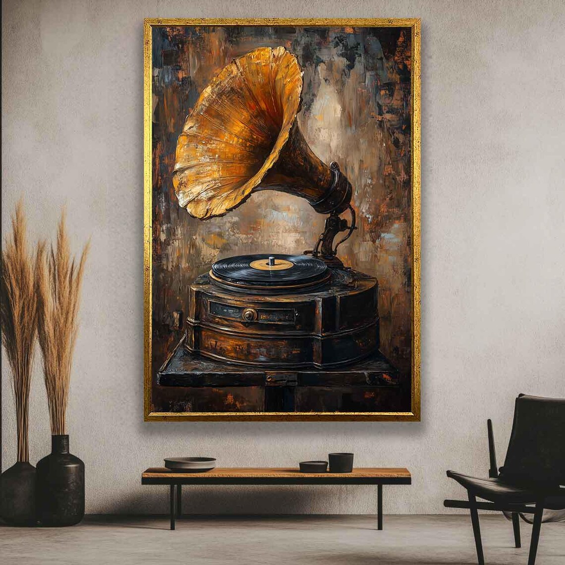 Vintage Gramophone Art Print, Retro Phonograph Artwork