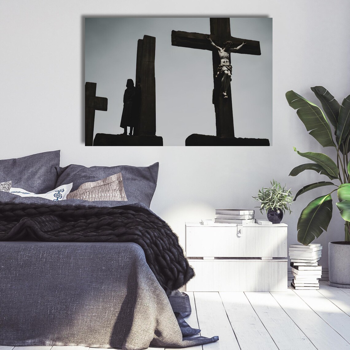 Jesus Christ On The Cross Sepia Tone Religious Wall Decor Poster - Image 2