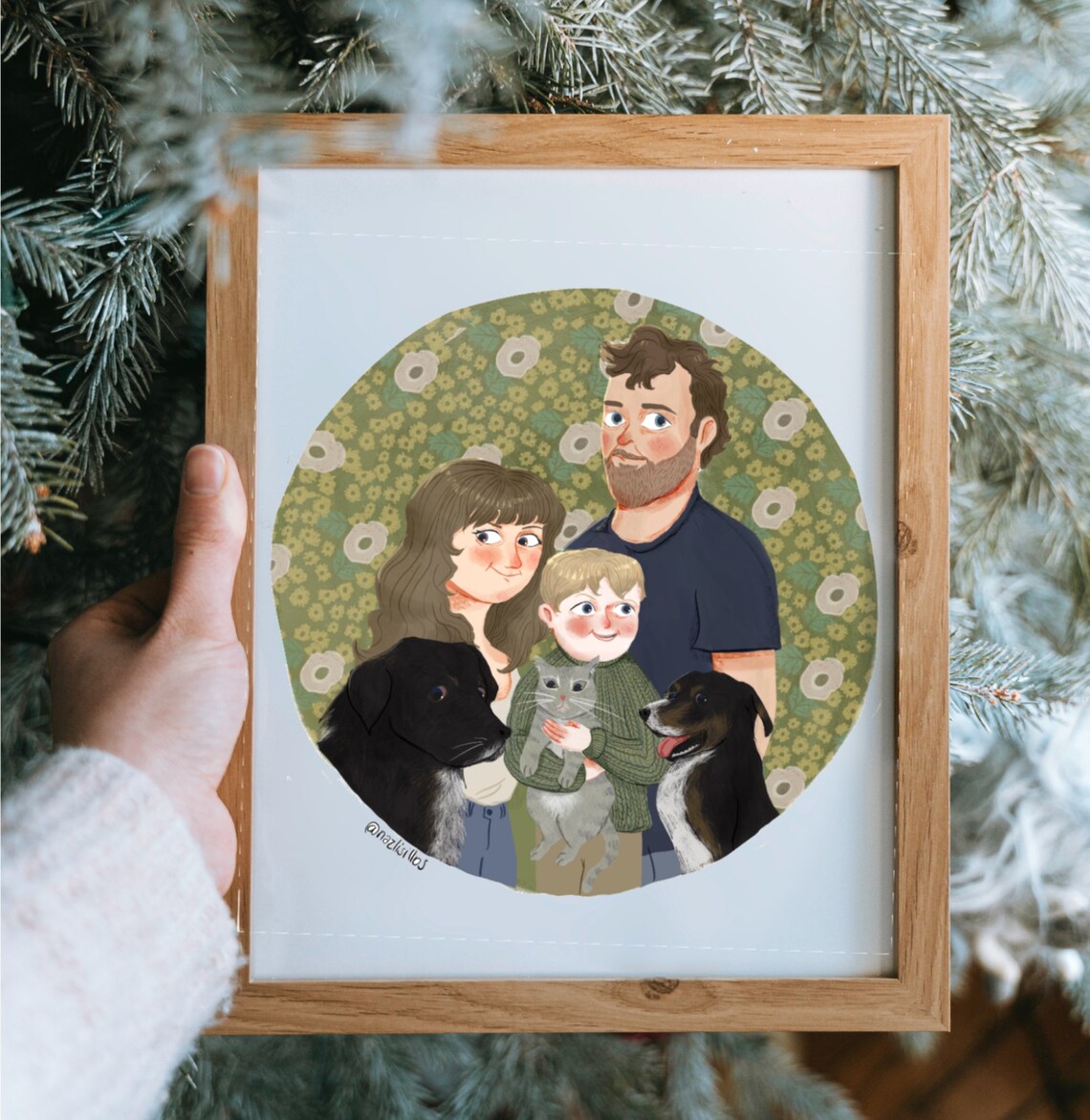 Custom Couple Portrait, Personalized Christmas Gift Art Print - Image 2