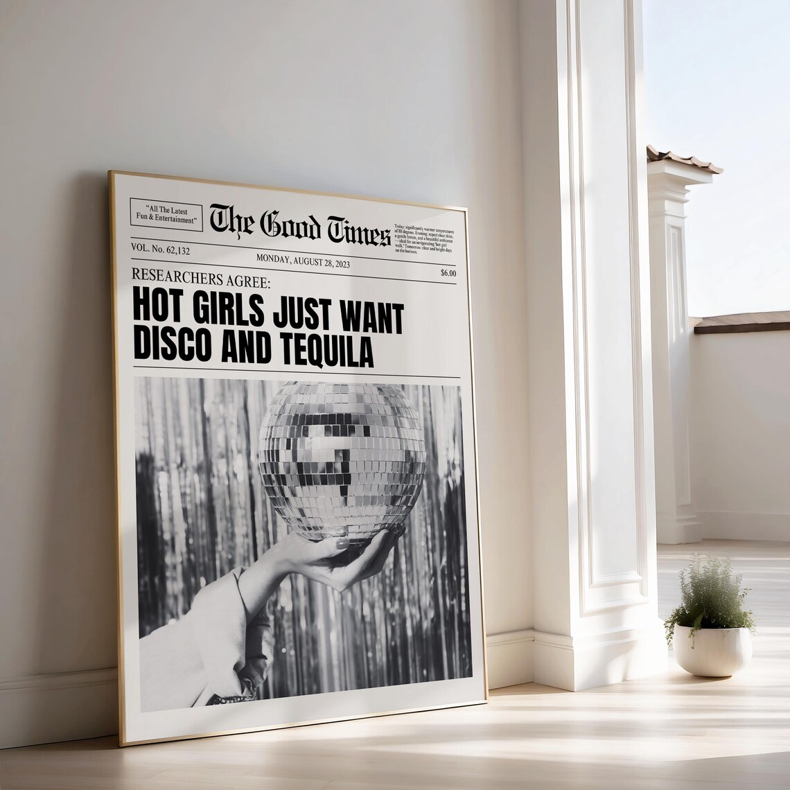 Hot Girls Just Want Disco And Tequila Newspaper Headline Disco Ball Poster - Image 2