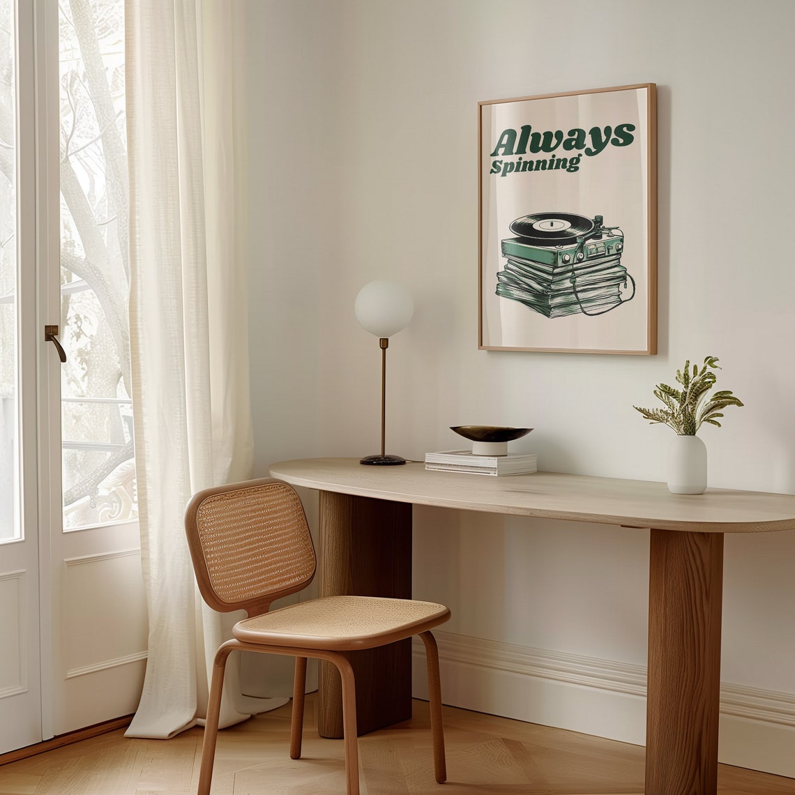 Always Spinning Retro Turntable Vinyl Records Poster Music Room Art - Image 2