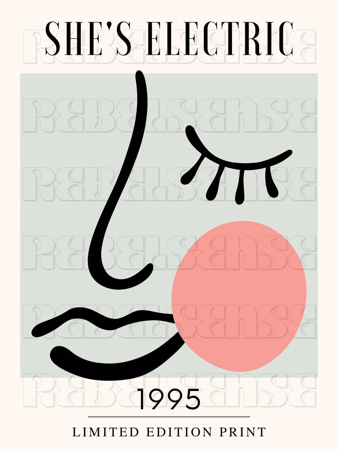 Oasis Shes Electric 1995 Abstract Face Line Art Limited Edition Poster - Image 4