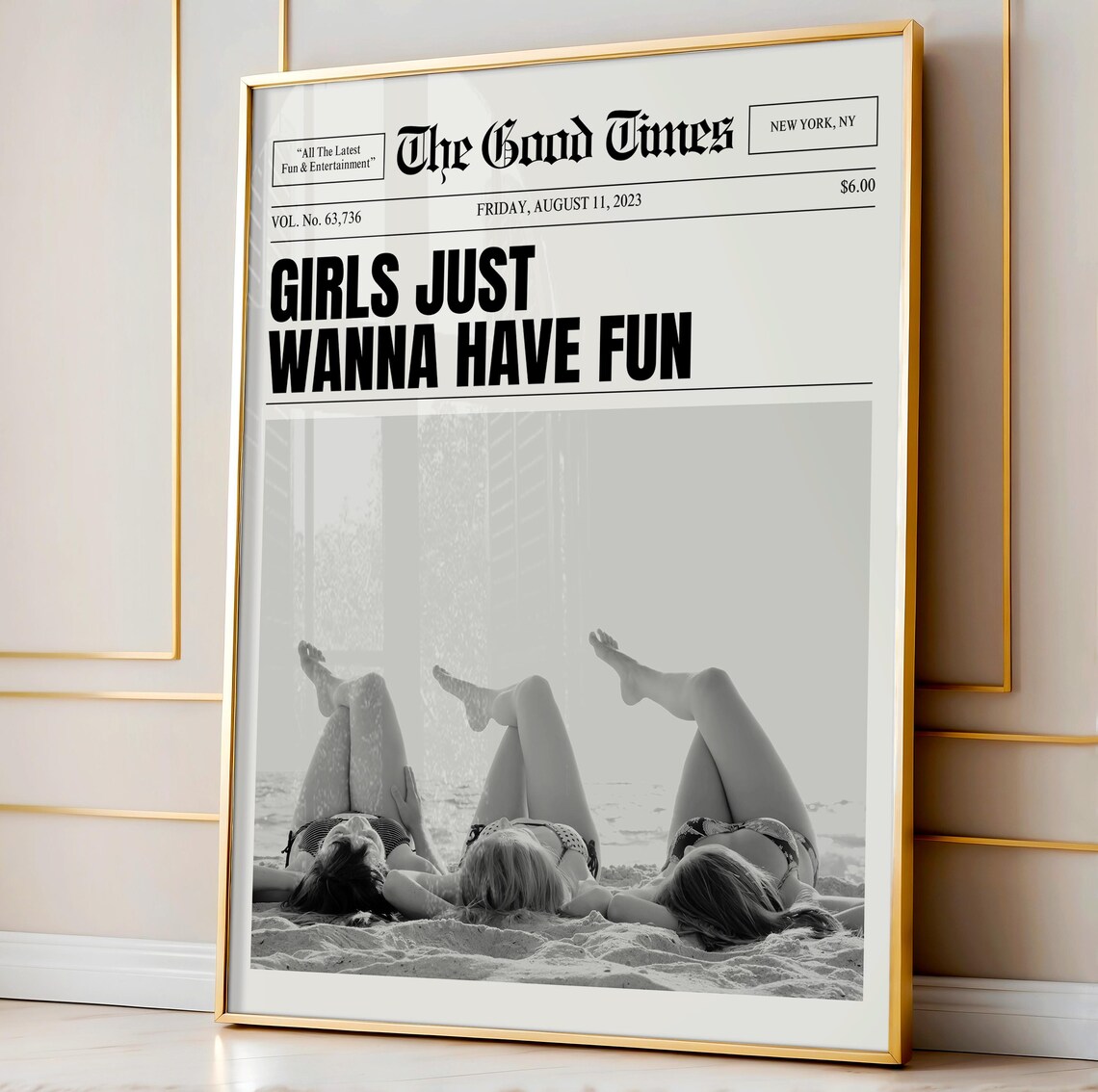 The Good Times Girls Just Wanna Have Fun Newspaper Headline Poster