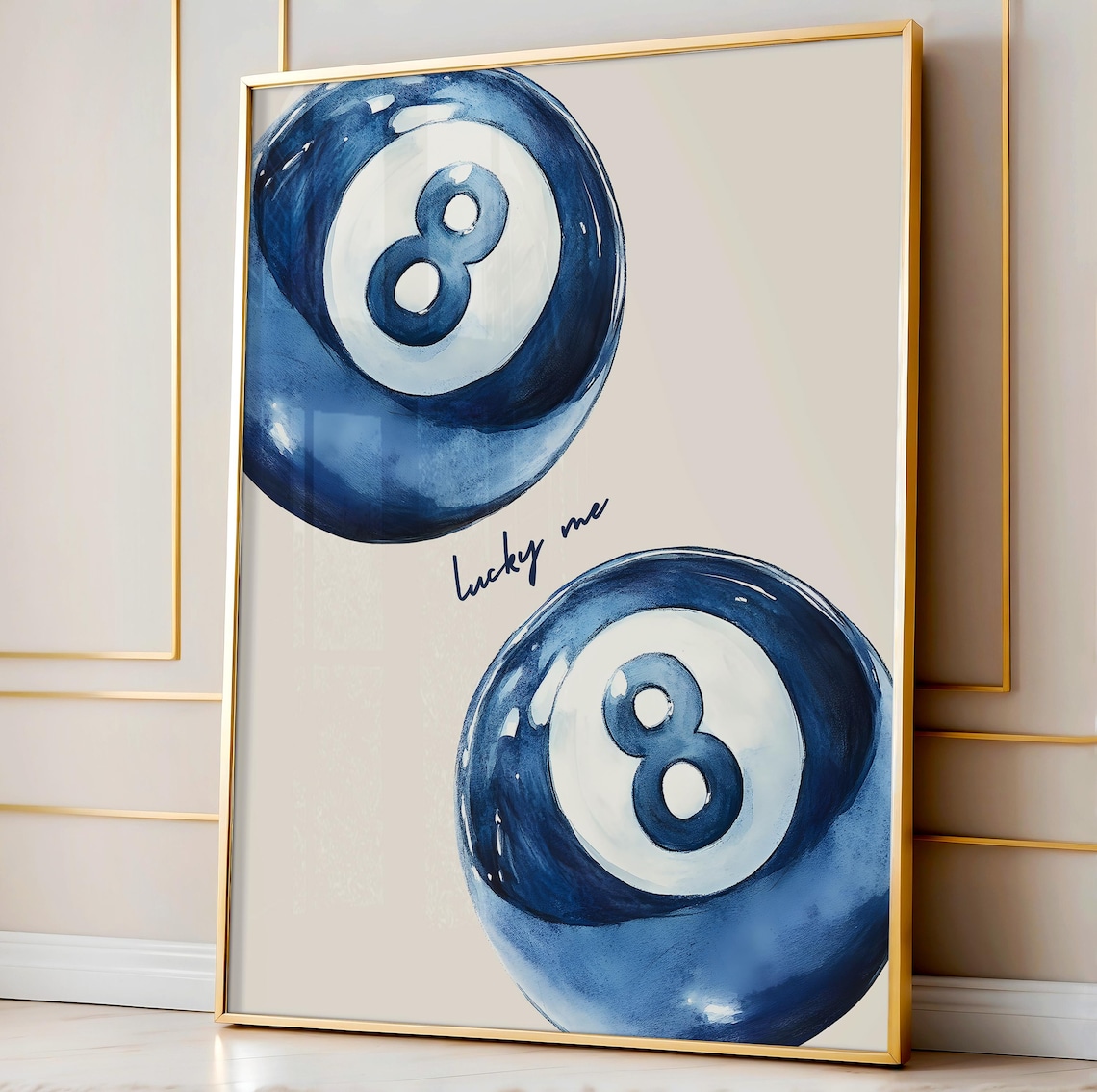 8 Pool Ball Poster, Retro Maximalist Art Print