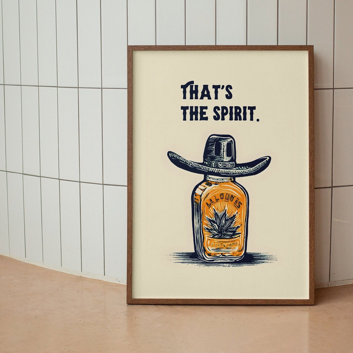 Thats the Spirit Tequila Bottle Sombrero Poster for Bar Carts - Image 3