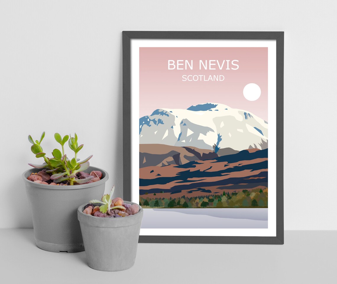 Ben Nevis Travel Poster, Grampian Mountains Landscape - Image 3