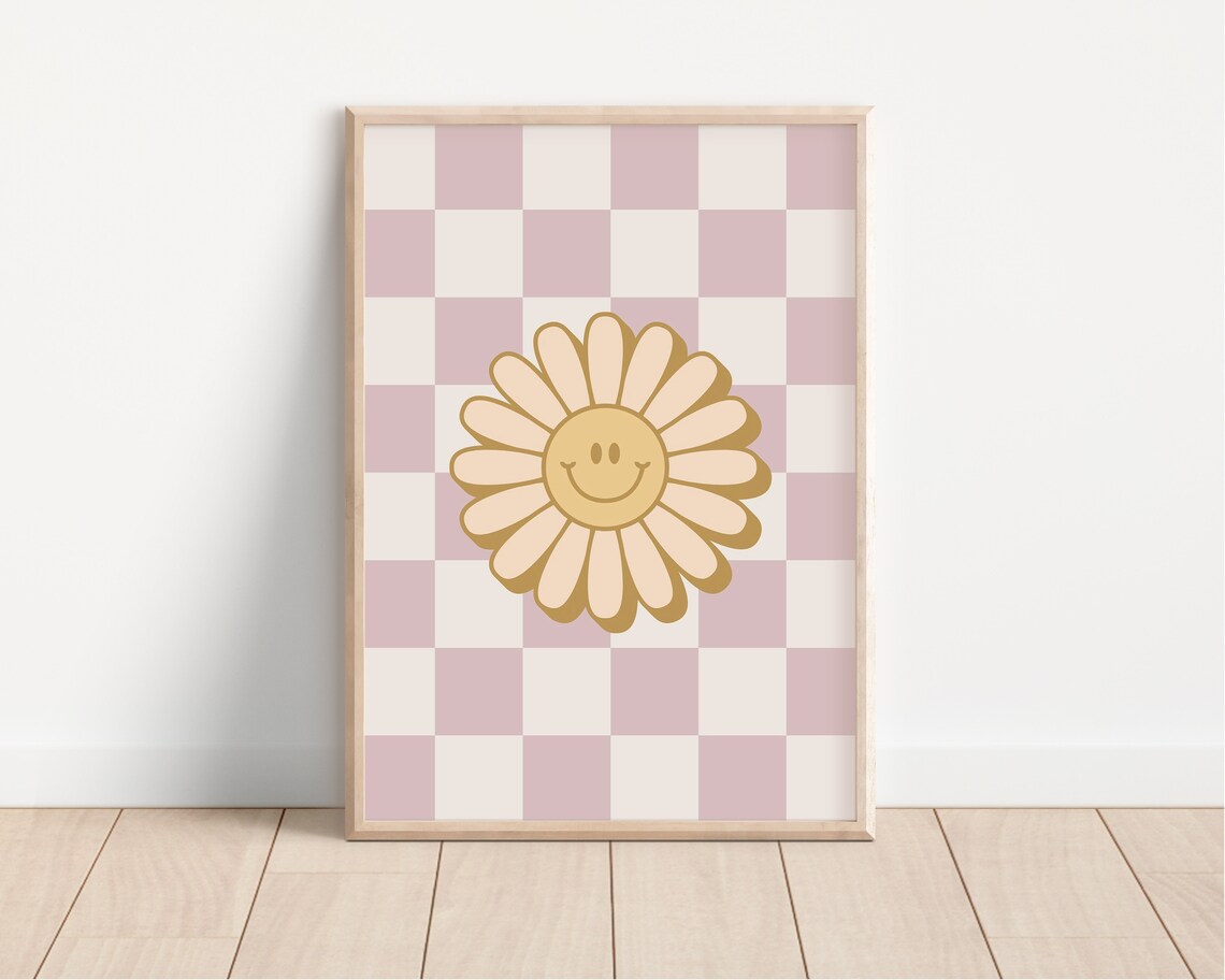 Girl Power Groovy Daisy Poster, Nursery Kid Decor