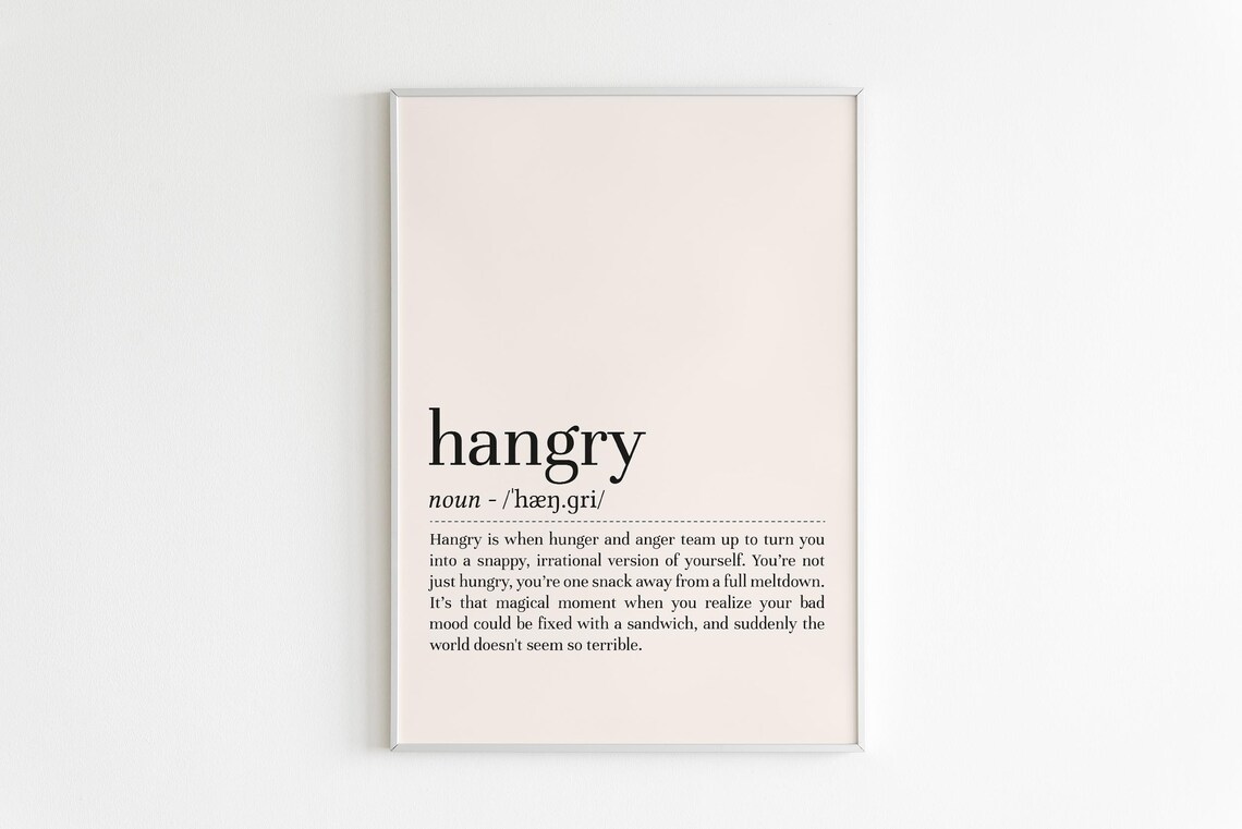 Hangry Word Definition Dictionary Art Funny Food Humor Poster