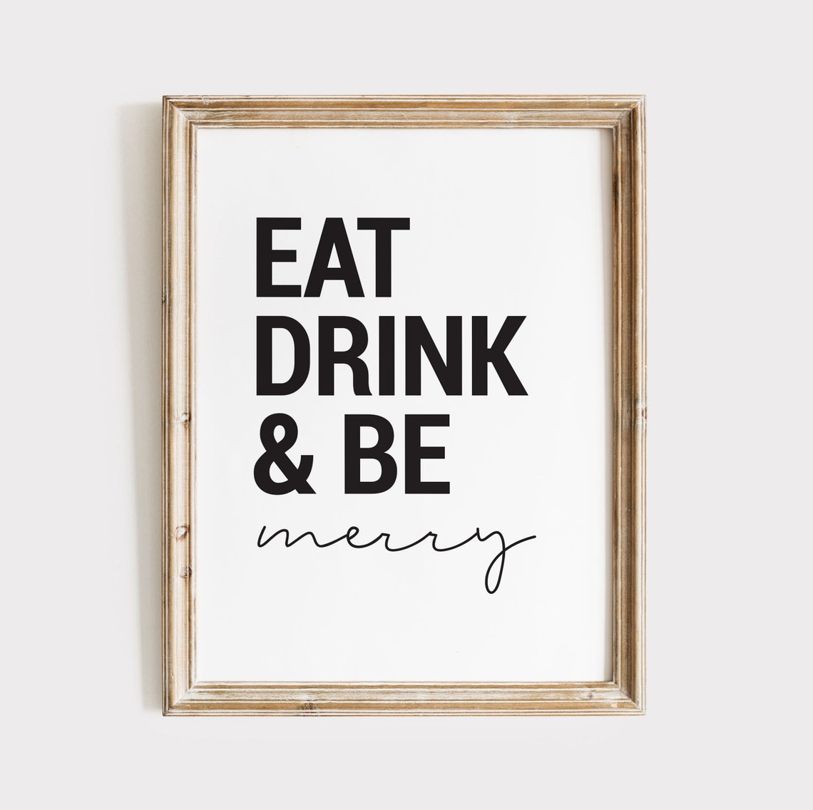 Eat Drink and Be Merry Bold Typography Christmas Bar Cart Poster