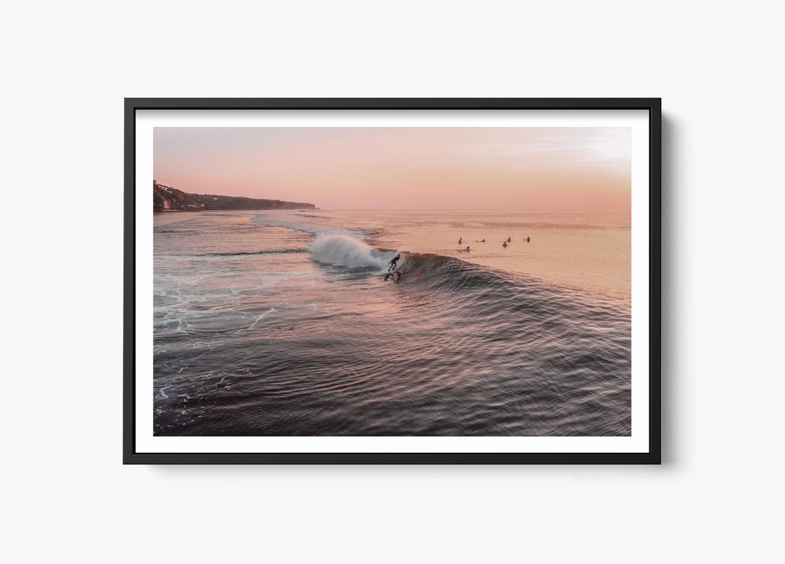 Sunset Surf, Minimalist Coastal Ocean Art Print