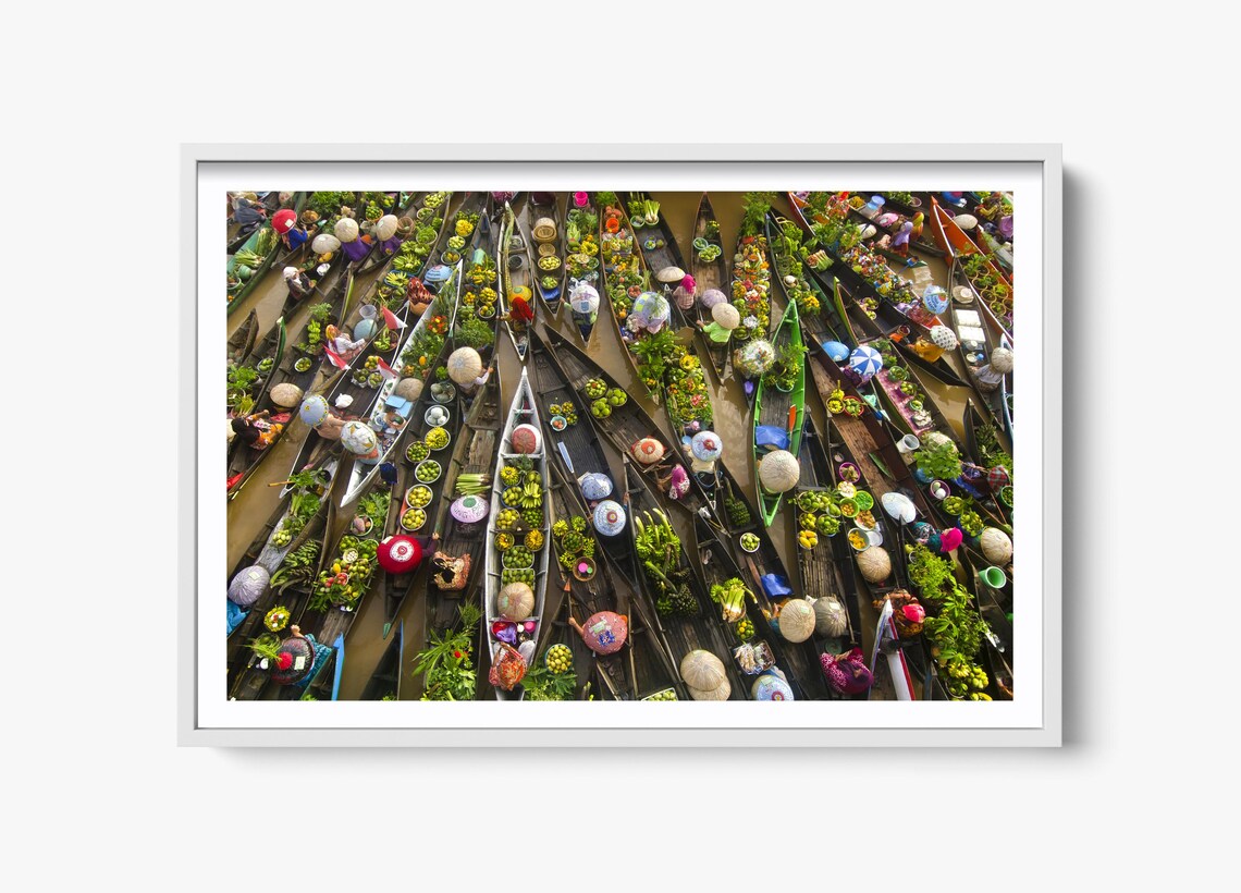 Floating Market In Indonesia Travel Photography Art Print