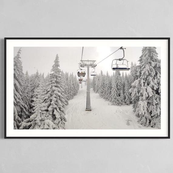 Mountain Ski Photo, Minimalist Winter Wall Art