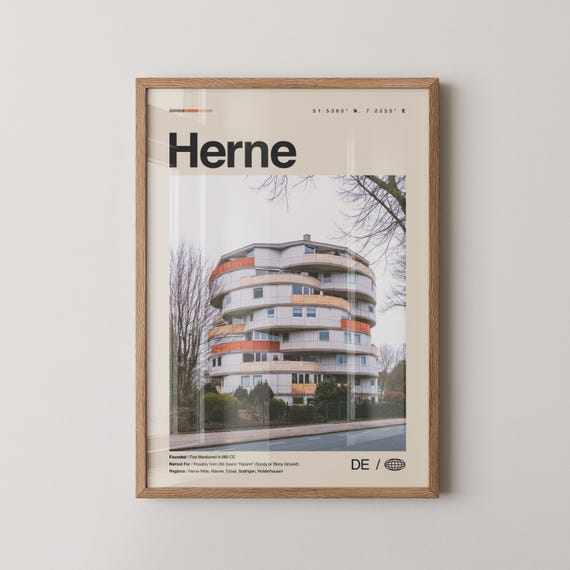 Herne Print Wall Art Poster Photo Dcor Map Germany