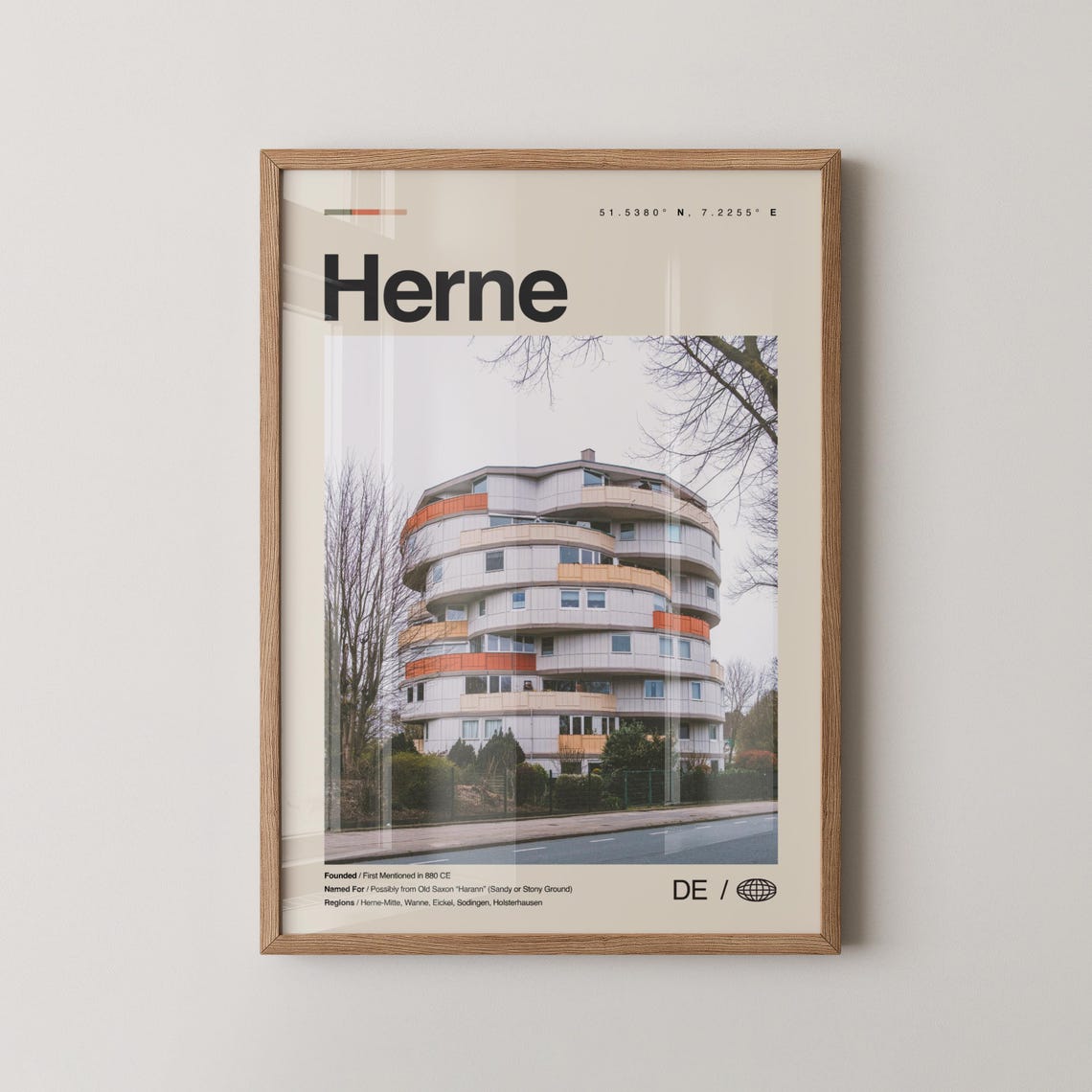 Herne Print Wall Art Poster Photo Dcor Map Germany