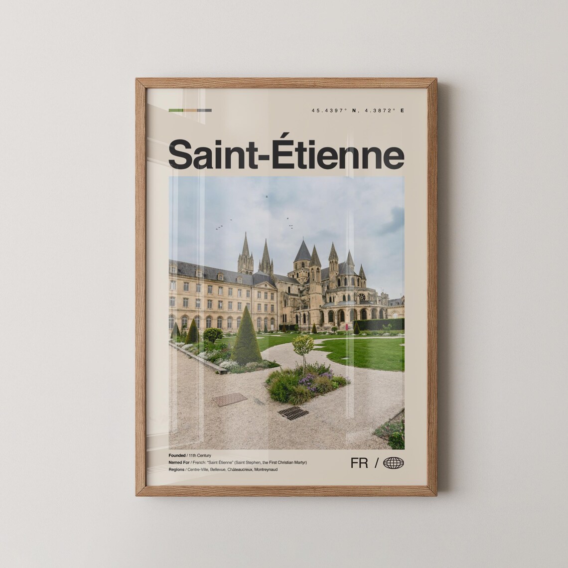 Saint-Étienne France Historic Abbey Gardens City Photo Poster