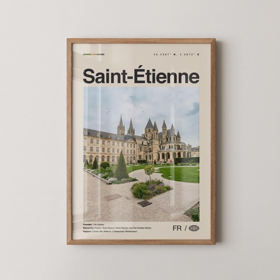 Saint Etienne Print Sainttienne Wall Art Poster Photo Dcor Map