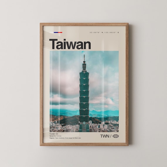Taiwan Taipei 101 Photo Landmark Minimalist Modern Travel Poster