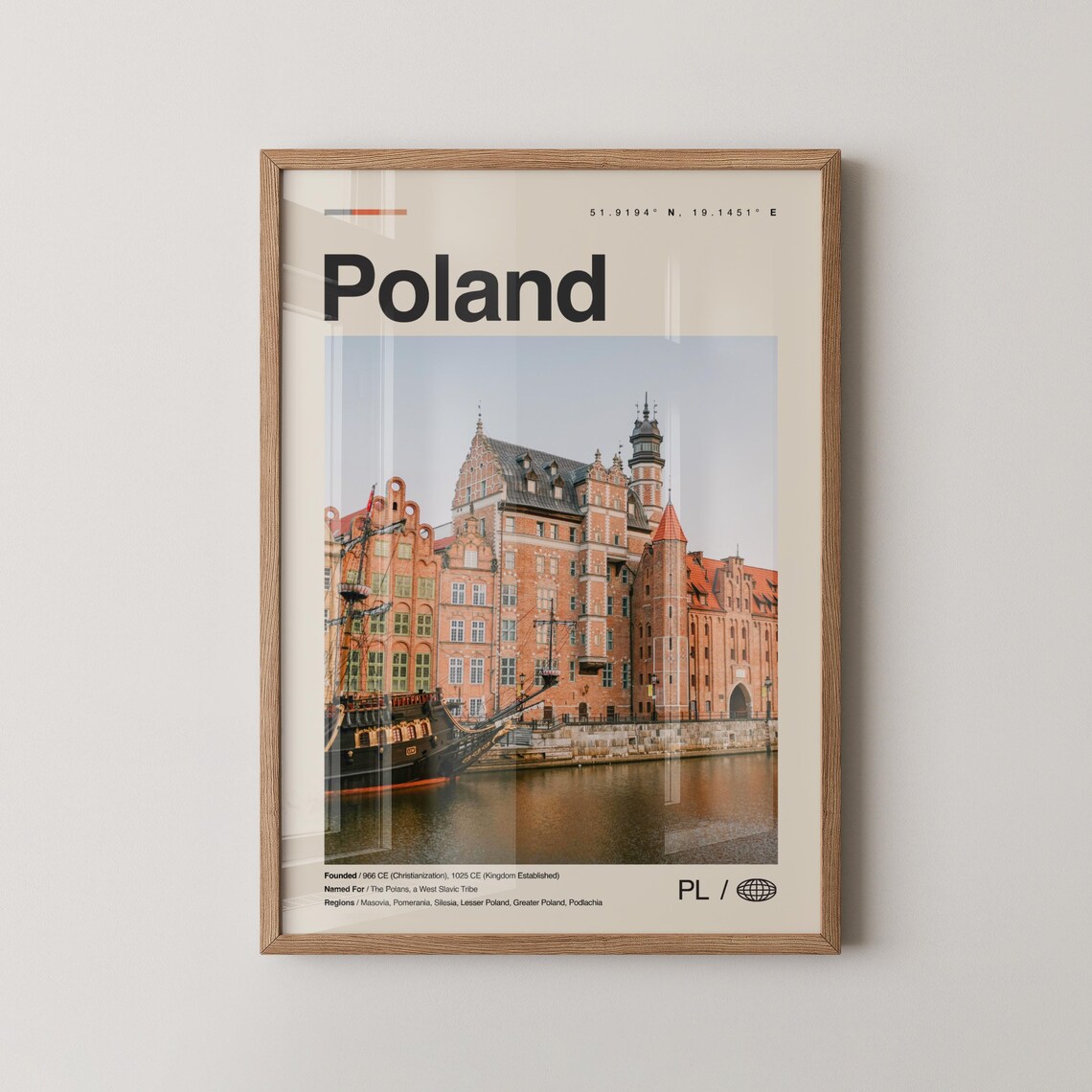 Poland Gdansk Waterfront Minimalist Modern Travel Photo Poster
