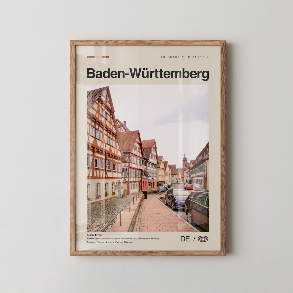 Baden-Württemberg Germany Half-Timbered Old Town Travel Poster