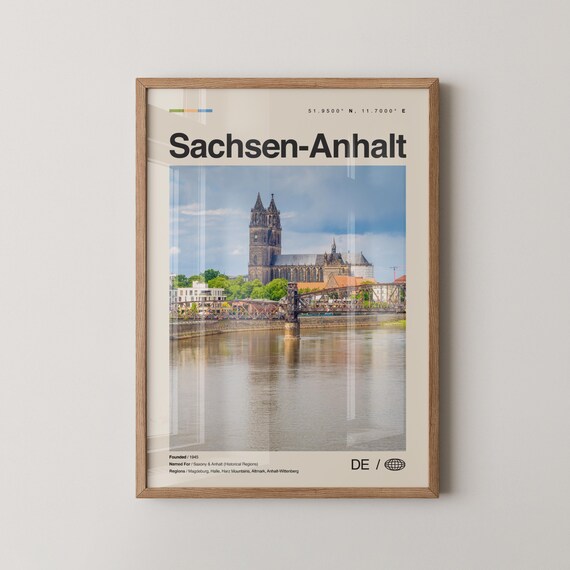 Sachsen Anhalt Print Sachsenanhalt Wall Art Poster Photo Map Germany