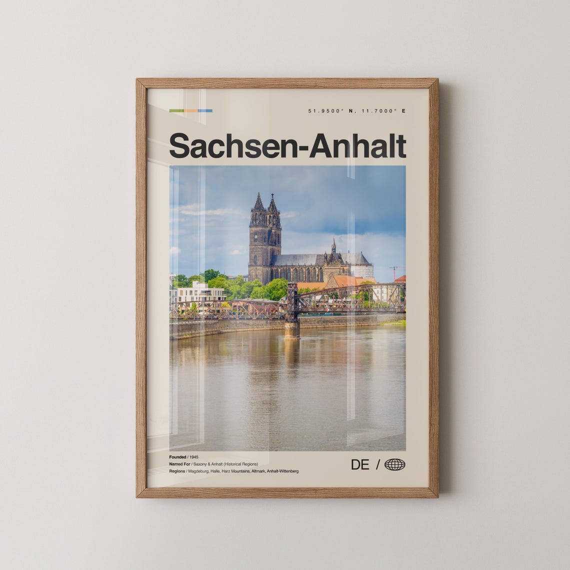 Sachsen Anhalt Germany Riverside Cathedral Travel Photo Poster