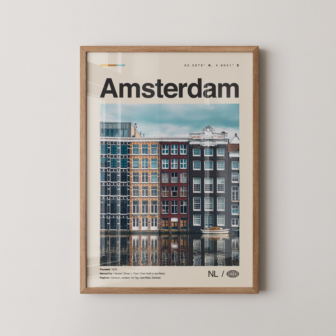 Amsterdam Canal Houses Reflection Photo Minimalist City Poster