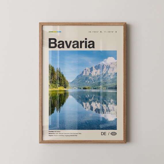 Bavaria Print Wall Art Poster Photo Dcor Map Germany