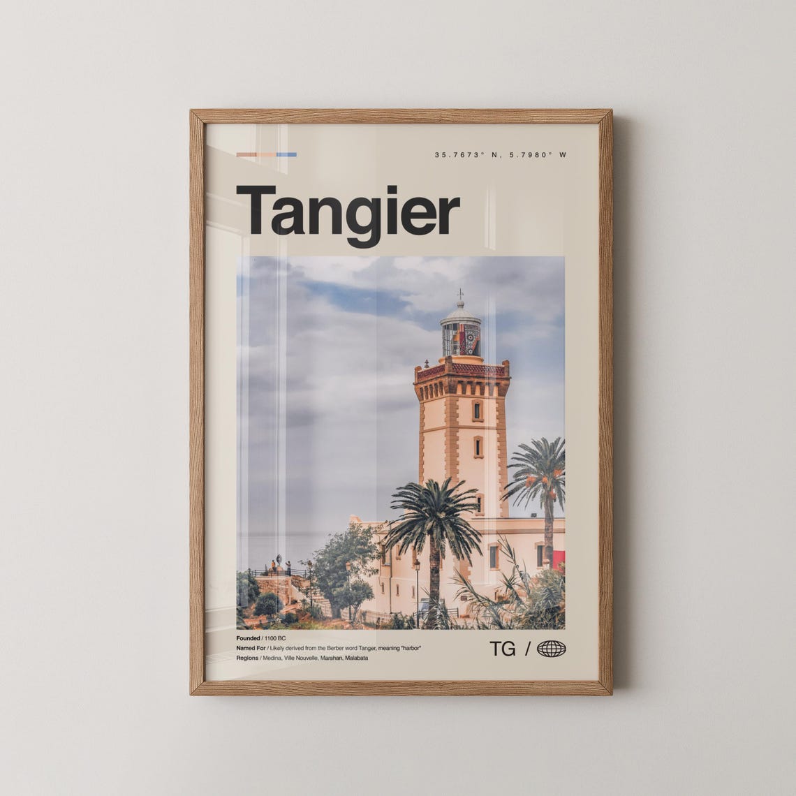 Tangier Morocco Lighthouse Coast Minimalist Photo Travel Poster