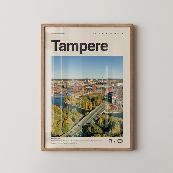 Tampere Print Wall Art Poster Photo Dcor Map Finland