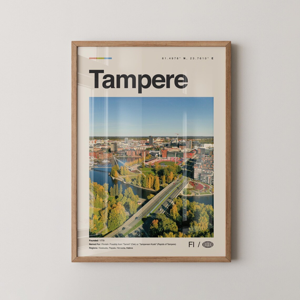 Tampere Print Wall Art Poster Photo Dcor Map Finland