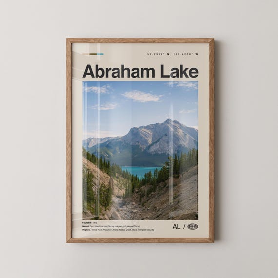Abraham Lake Print Wall Art Poster Photo Dcor Map