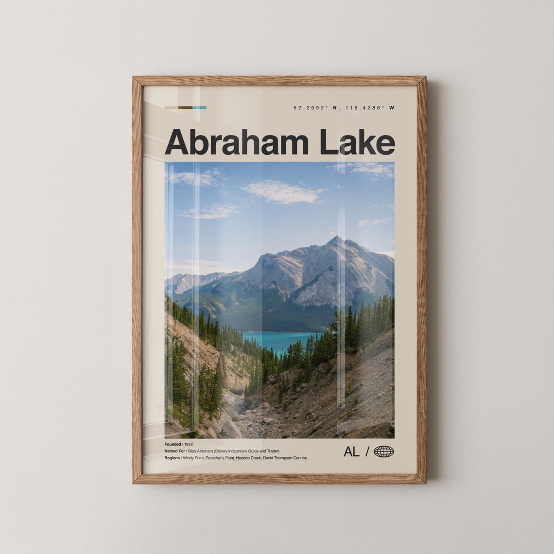 Abraham Lake Alberta Rocky Mountain Landscape Minimalist Travel Poster
