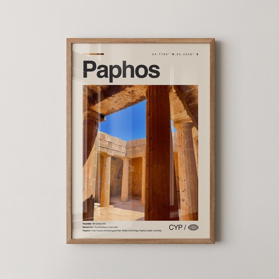Paphos Print Cyprus Wall Art Poster Photo Tombs Of The Kings Coral Bay Aphrodites Rock Kato