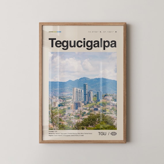 Tegucigalpa Honduras Travel Poster Mountain City Photo Gift Wall Decor