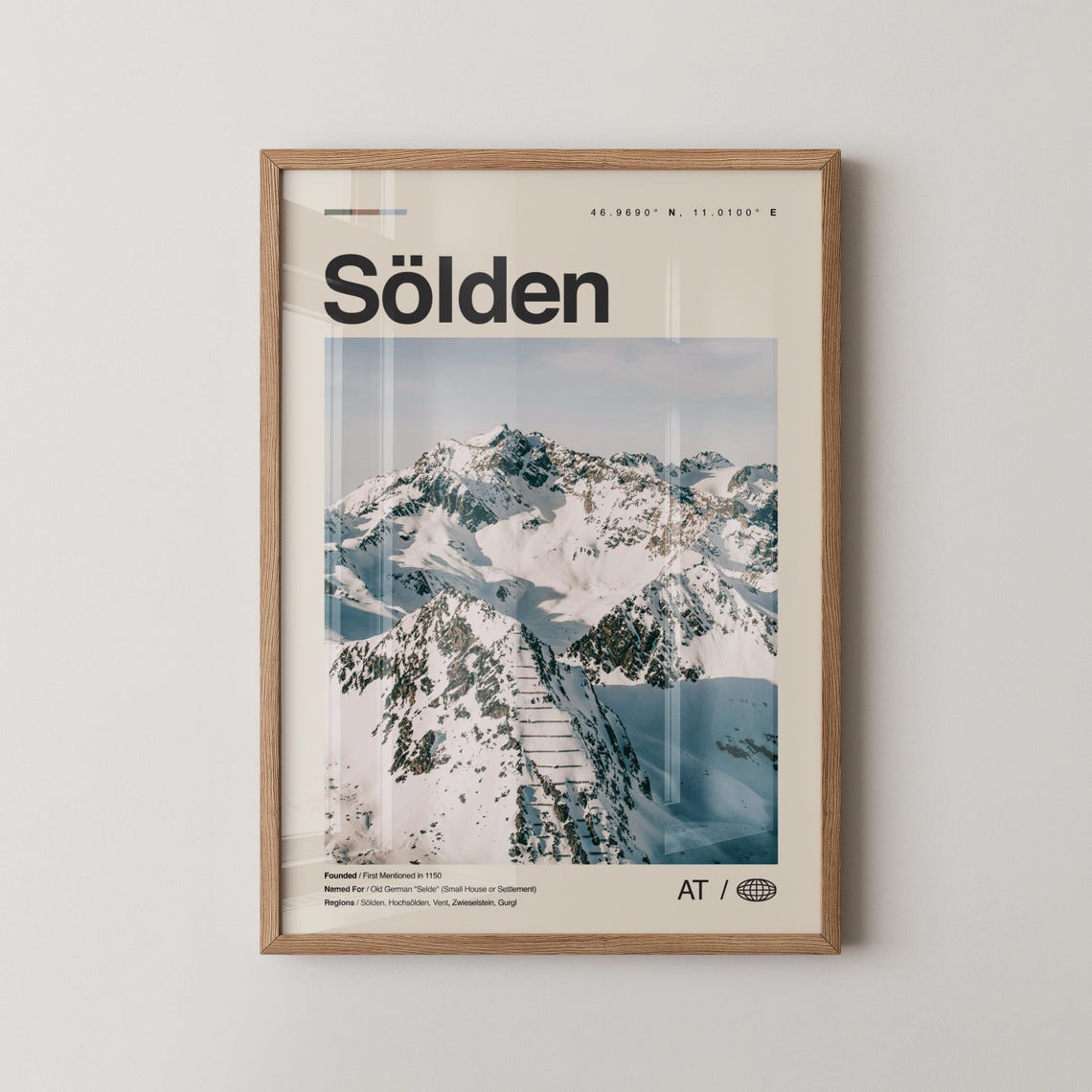 Sölden Austrian Alps Winter Snowy Peaks Ski Resort Travel Photo Poster