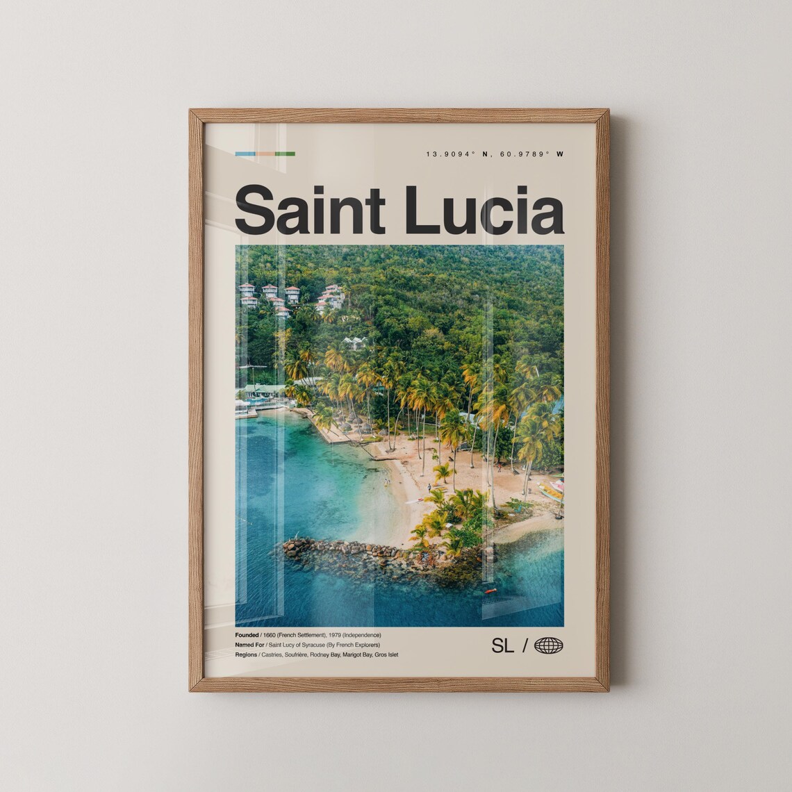 Saint Lucia Travel Poster, Castries Caribbean