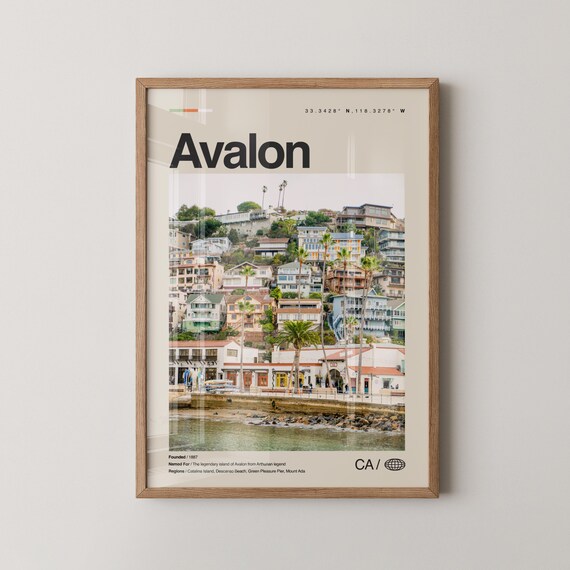 Avalon California Catalina Island Hillside Harbor Photo Travel Poster