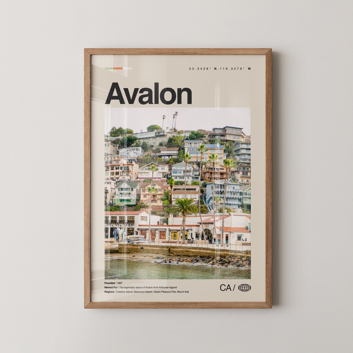 Avalon California Catalina Island Hillside Harbor Photo Travel Poster