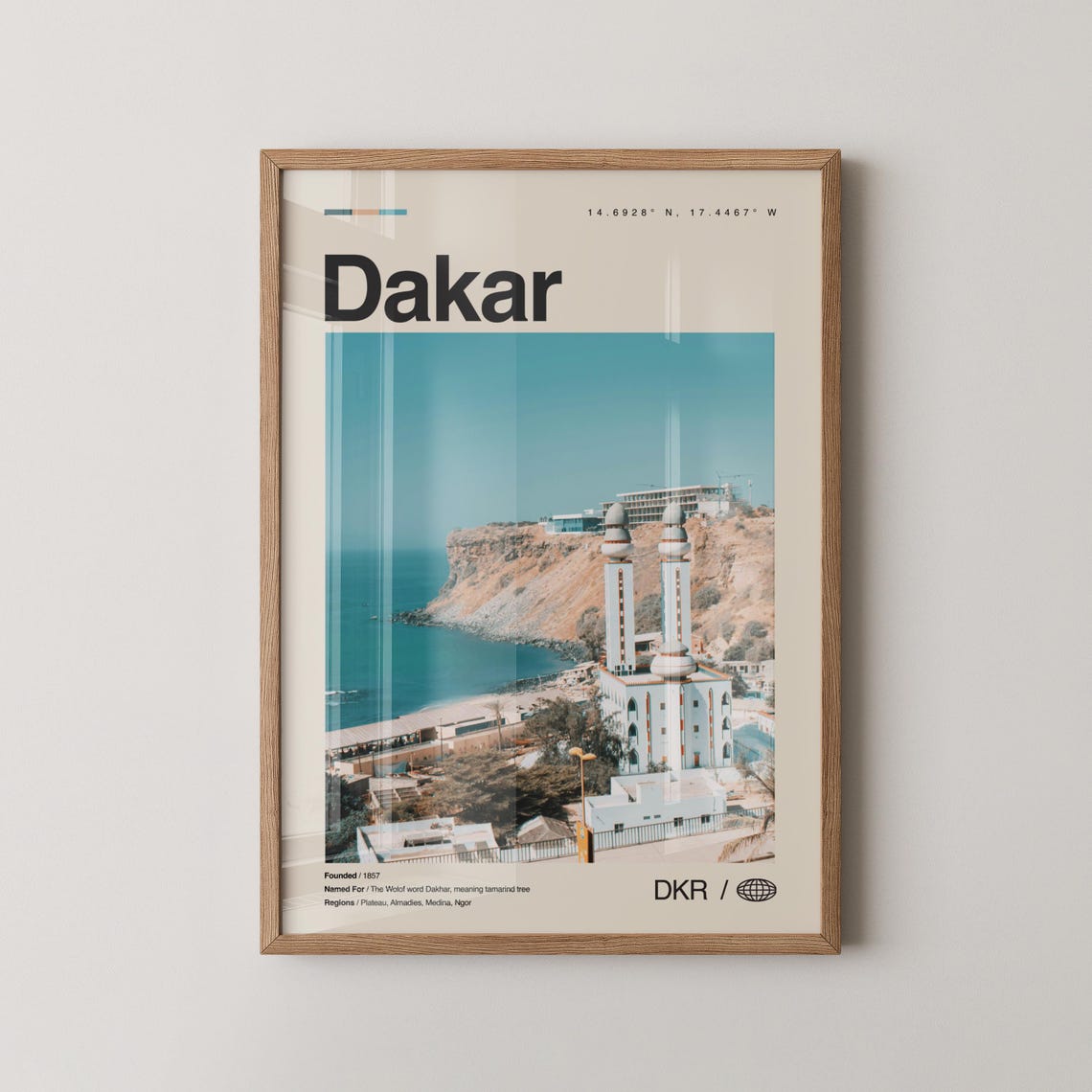 Dakar Senegal Beachside Mosque Minimalist Africa Travel Poster