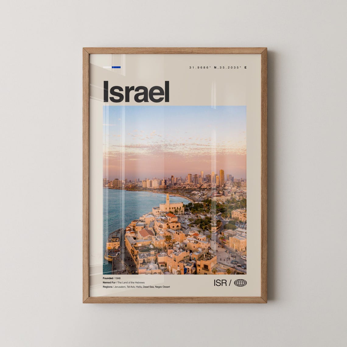 Israel Mediterranean Coast Sunset Photography Poster With Old Jaffa