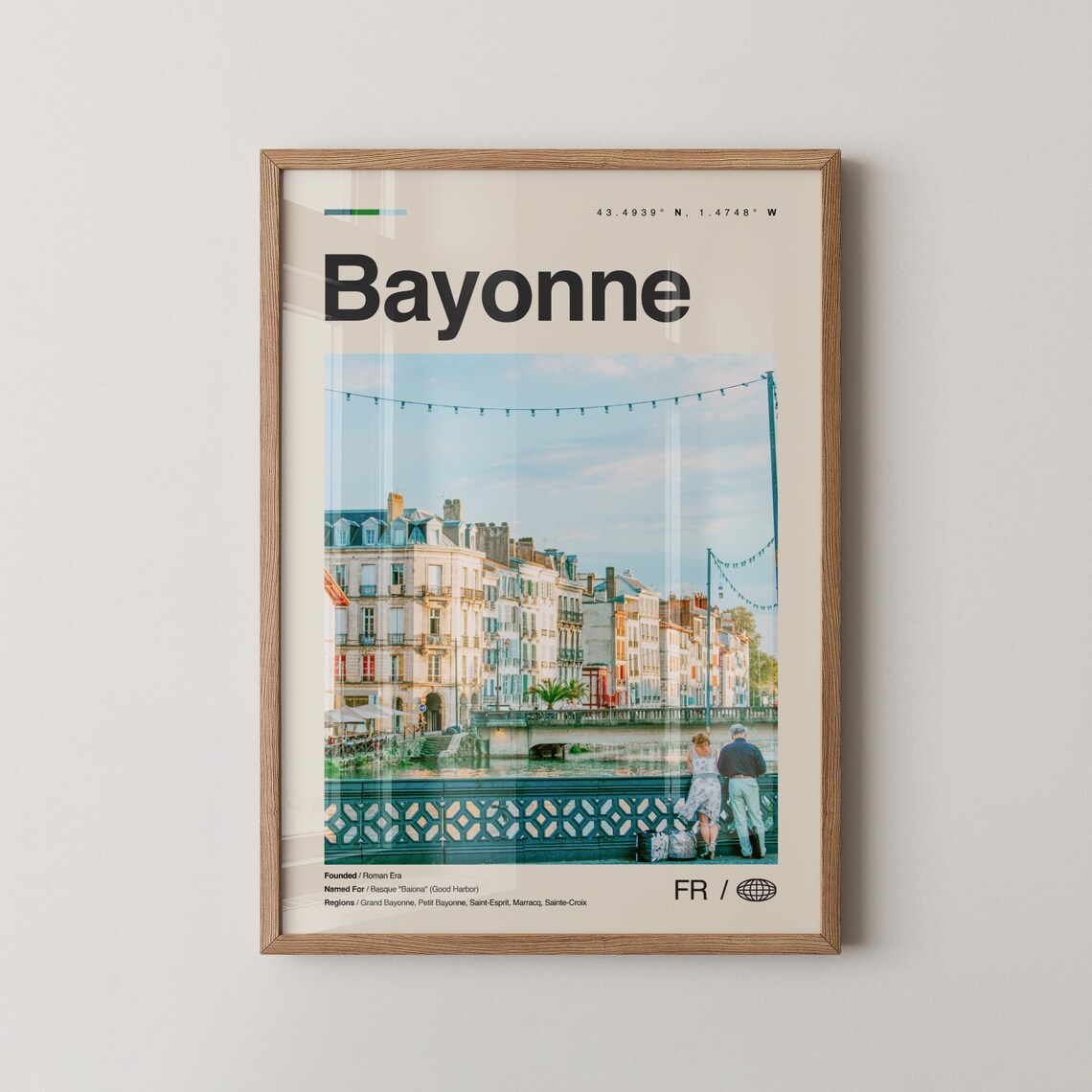Bayonne France Riverside Old Town Basque Country Travel Poster