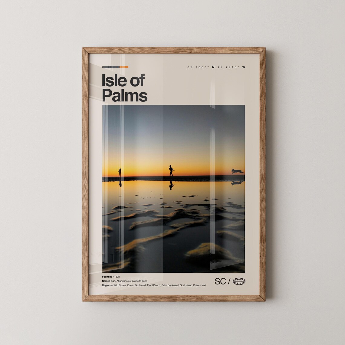 Isle of Palms South Carolina Sunset Beach Minimalist Travel Poster